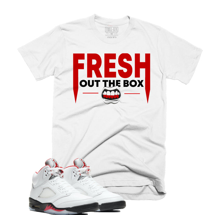 Trill & Lux Fresh Out The Box Tee | Retro Air Jordan 5 Fire Red Inspired | 69 Points