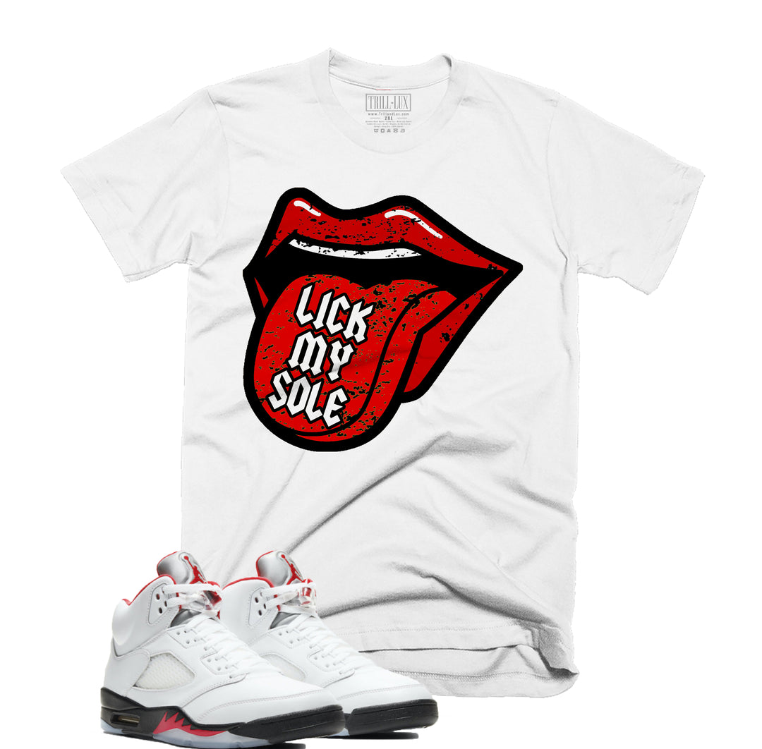 Trill & Lux Lick My Sole Tee | Retro Air Jordan 5 Fire Red Inspired | 69 Points
