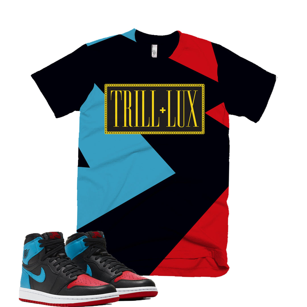 CLEARANCE - Trill & Lux Fragment Tee | Retro Jordan 1 NC to CHI  Colorblock T-shirt