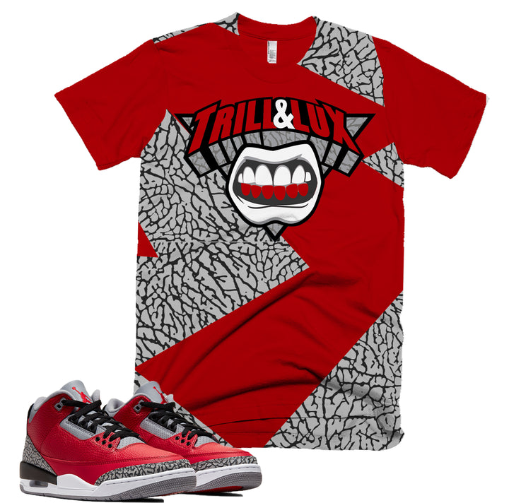 Trill & Lux Fragment Grill Tee | Retro Jordan 3 Red Cement T-shirt |