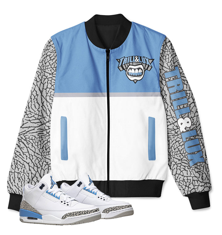 CLEARANCE - Trill and Lux | Retro Jordan 3 UNC Inspired Bomber Jacket
