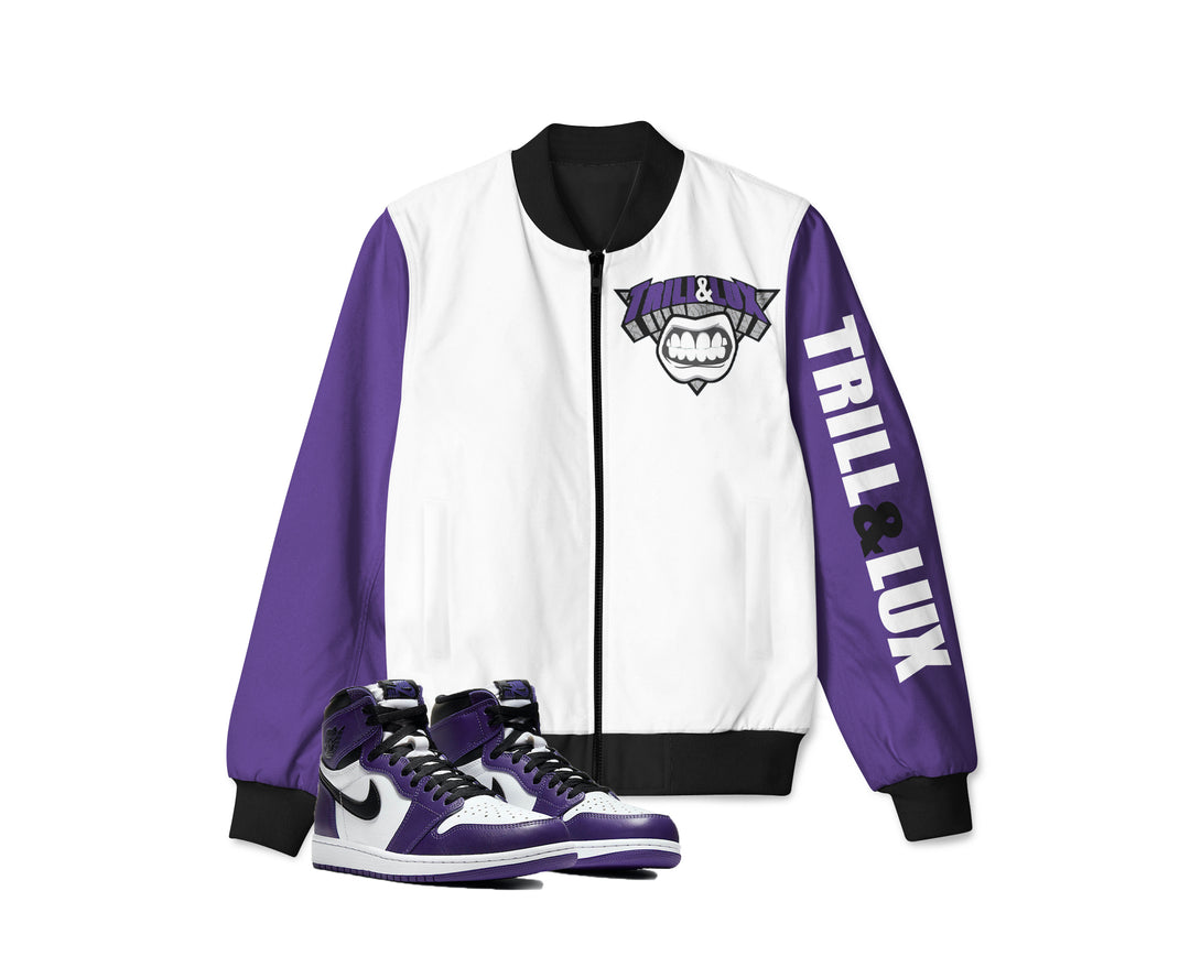 TRILL & LUX | Court Purple Retro Jordan 1 Inspired Bomber Jacket