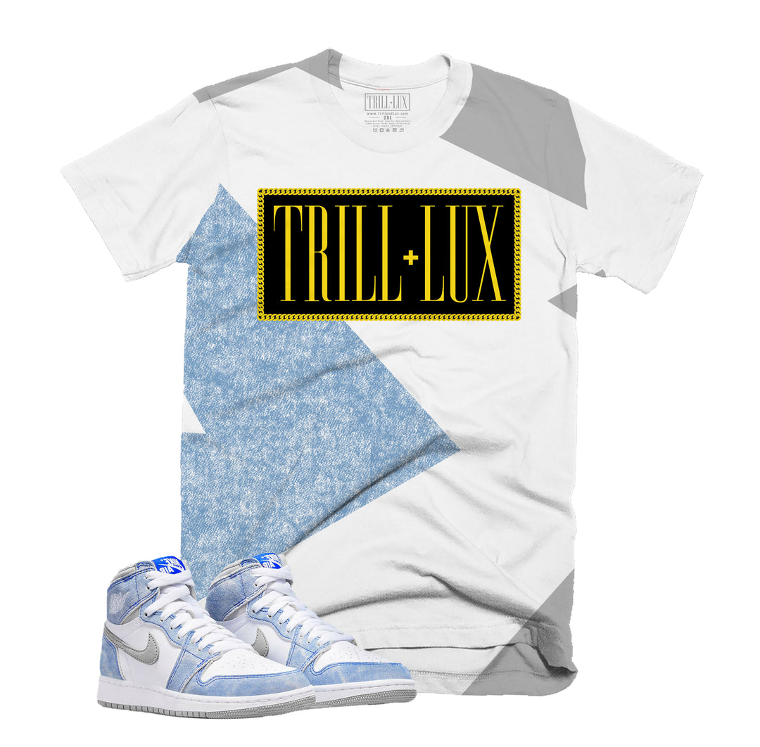 Fragment Tee | Retro Air Jordan 1 Hyper Royal Colorblock T-shirt