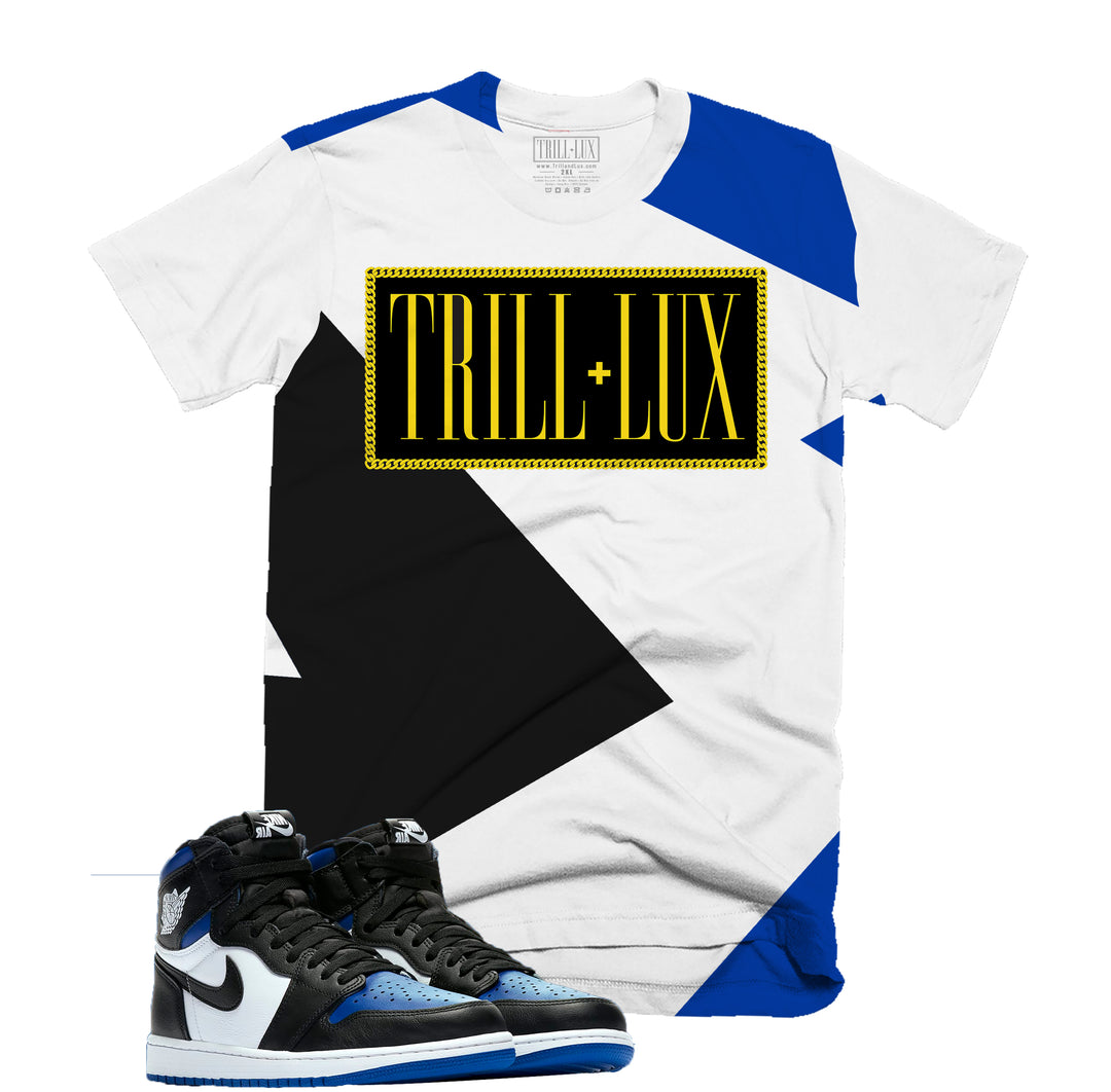 Trill & Lux Fragment Tee | Retro Air Jordan 1 Royal Toe Colorblock T-shirt