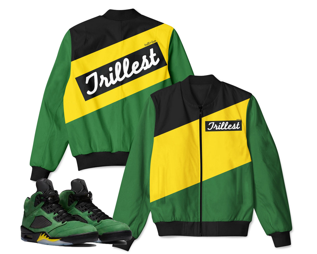 CLEARANCE - TRILL & LUX | Apple Green Retro Jordan 5 Inspired Bomber Jacket