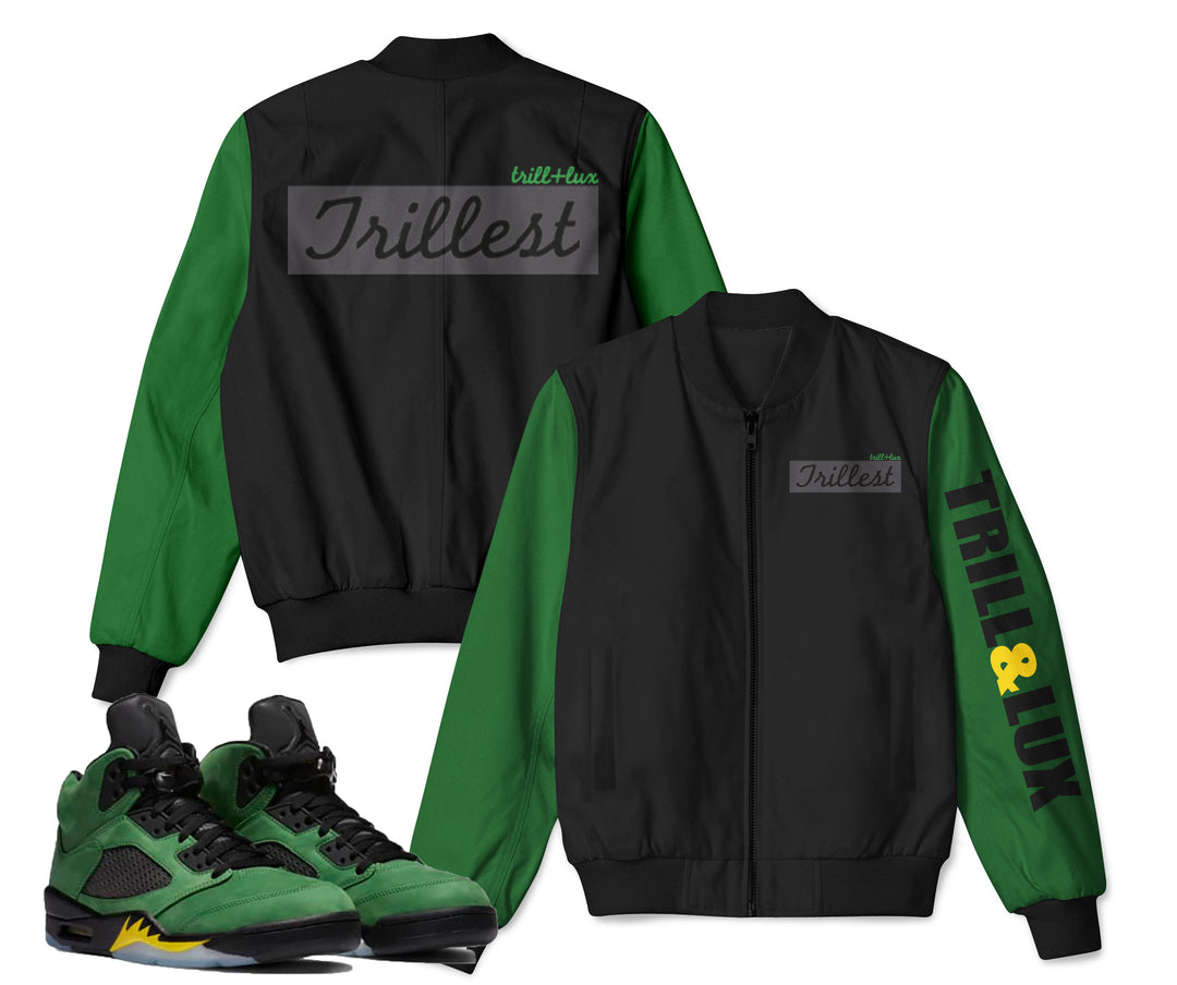 TRILL & LUX | Apple Green Retro Jordan 5 Inspired Bomber Jacket V2