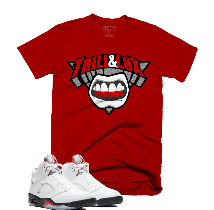 Trill & Lux Trill Grill Tee | Retro Air Jordan 5 Fire Red Inspired |