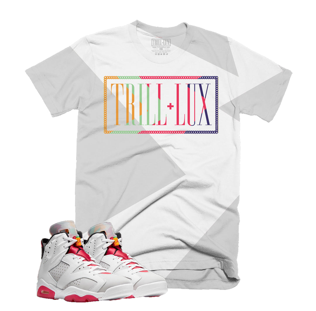 Trill & Lux Fragment V2 Tee | Retro Air Jordan 6 Hare Colorblock T-shirt
