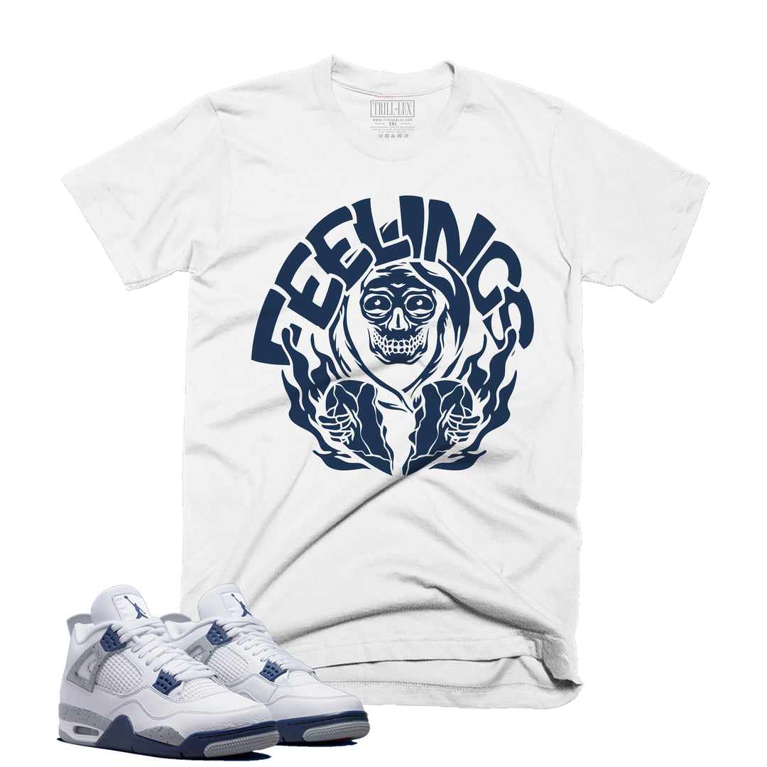 Breaking Feelings Tee | Retro Air Jordan 4 Midnight Navy Colorblock T-shirt