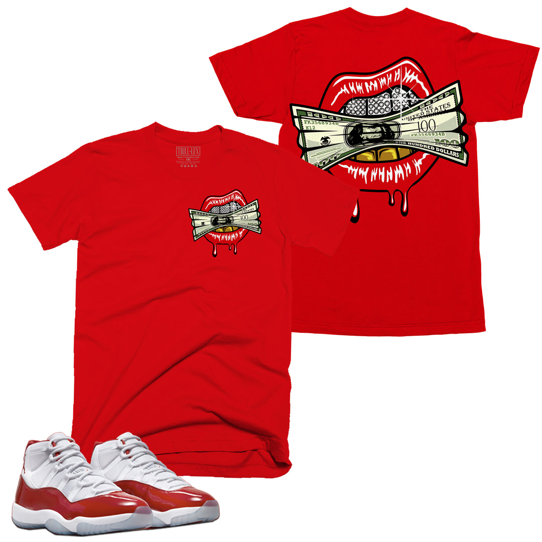 Money Grill Tee | Retro Air Jordan 11 Cherry Red T-shirt