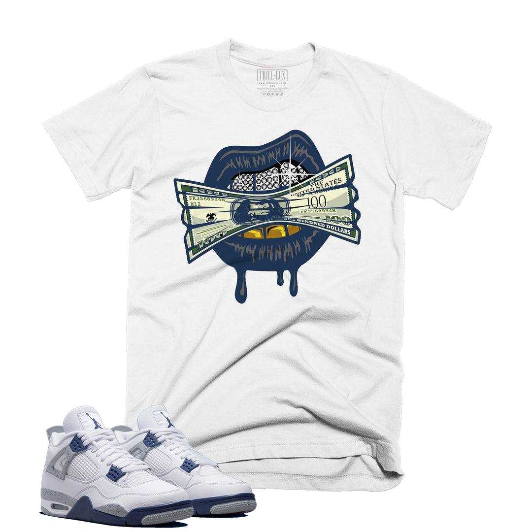 Diamond Grill Tee | Retro Air Jordan 4 Midnight Navy Colorblock T-shirt