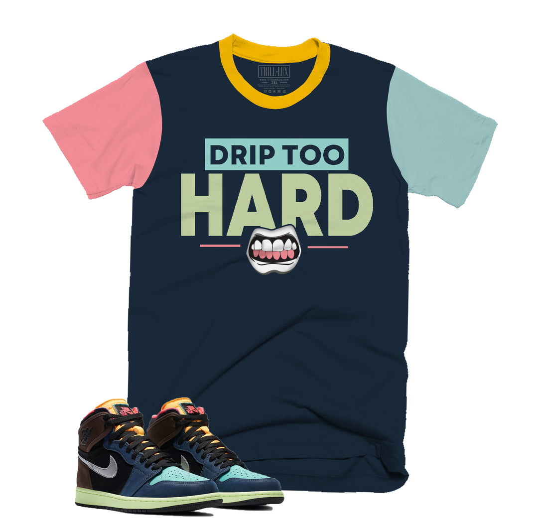 DRIP TOO HARD Tee | Retro Air Jordan 1 Bio Hack Colorblock T-shirt
