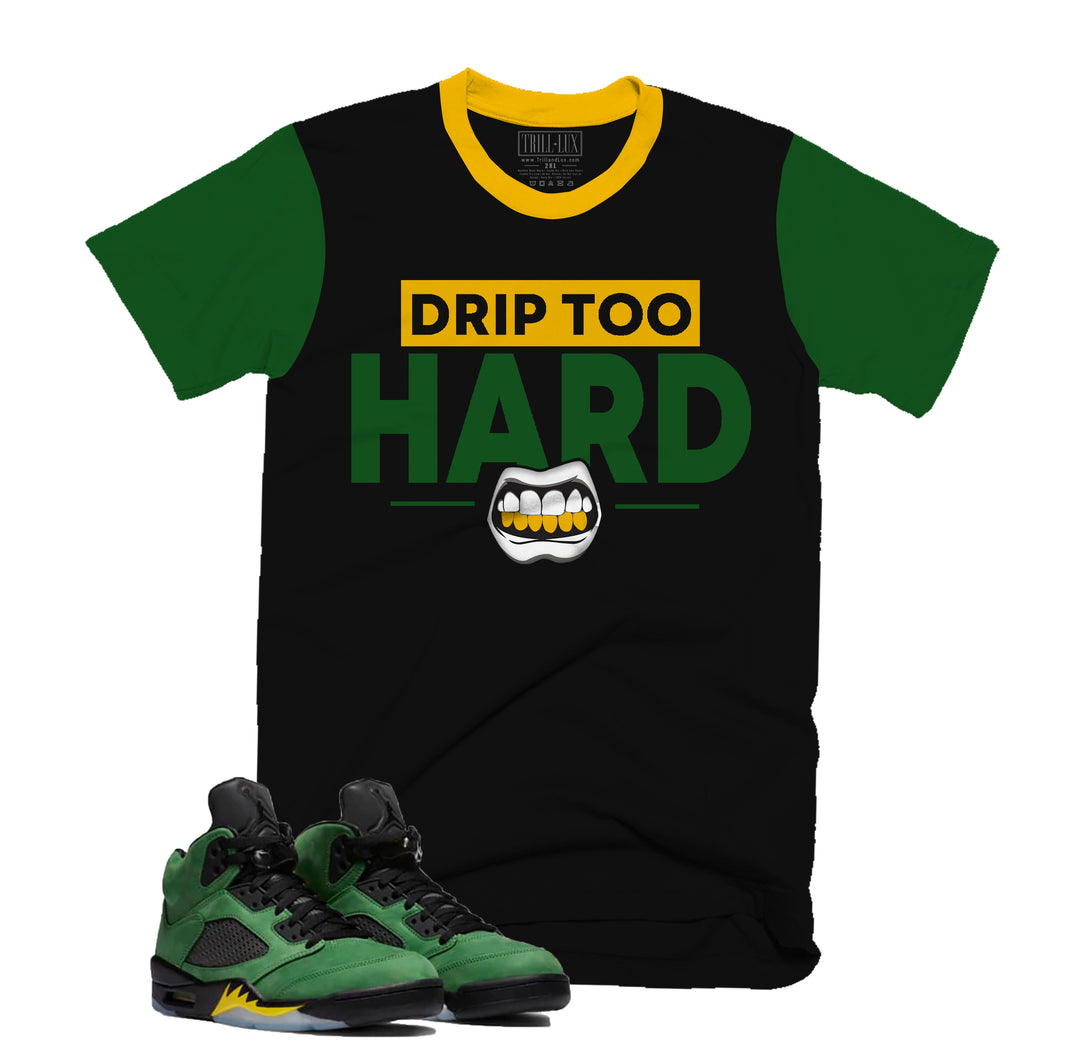 Drip Too Hard Tee | Retro Air Jordan 5 Apple Green Colorblock T-shirt