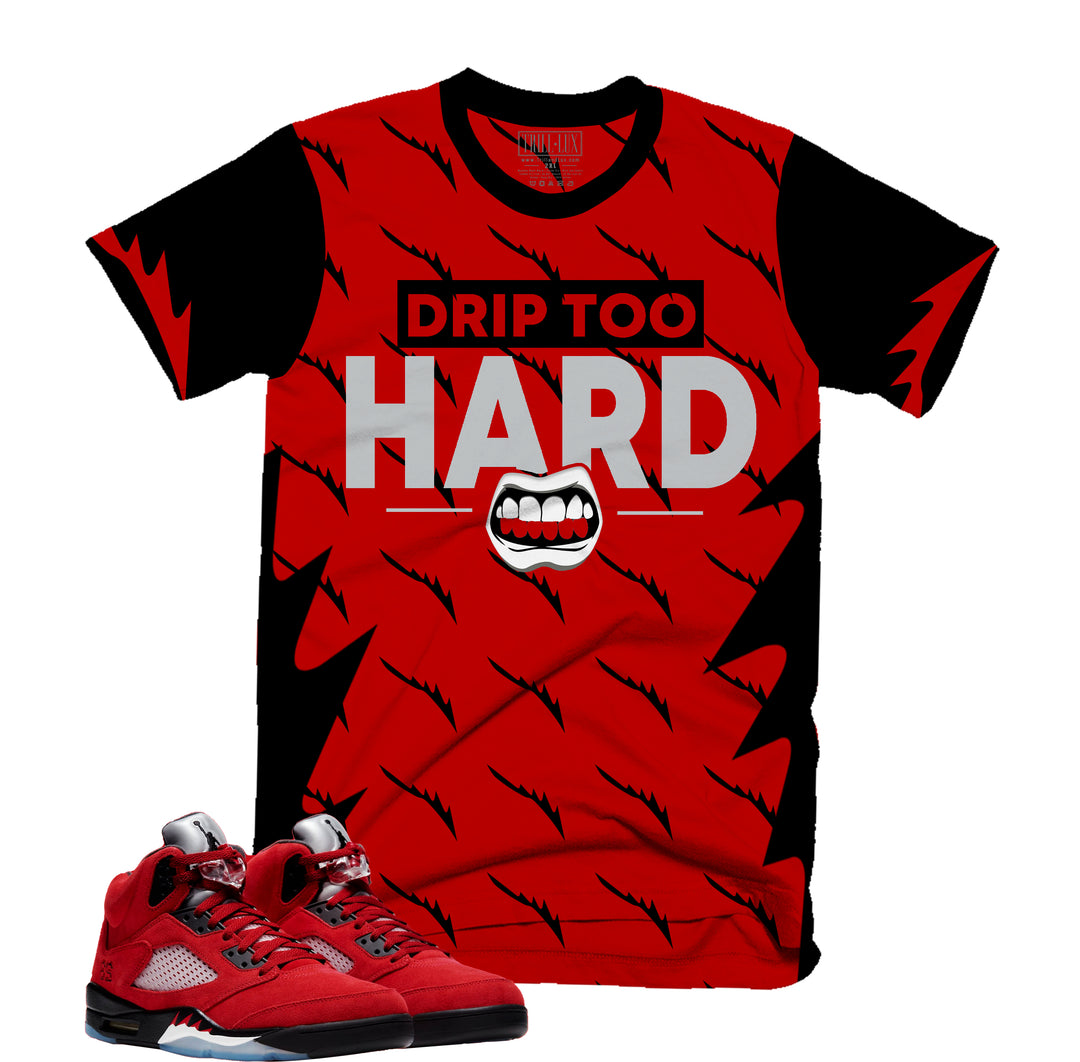 Drip Too Hard Tee | Retro Air Jordan 5 Toro Bravo Colorblock T-shirt