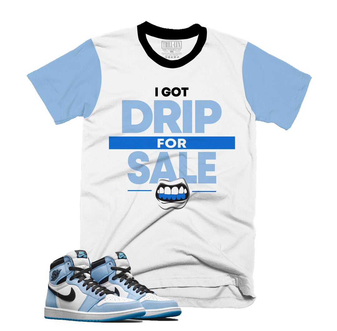 Drip for Sale Tee | Retro Air Jordan 1 University Blue Colorblock T-shirt