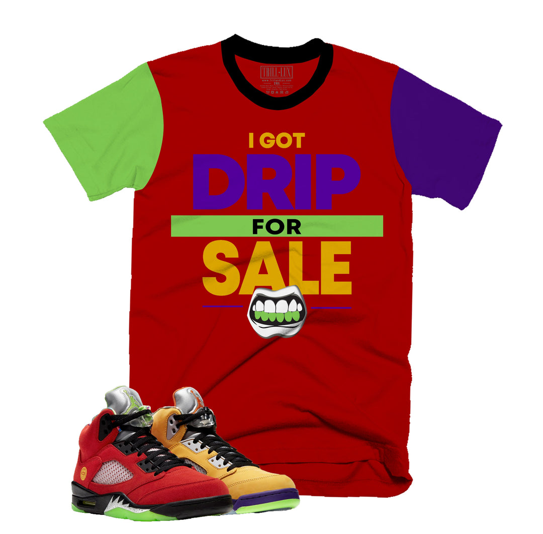 CLEARANCE - Drip for Sale Tee | Retro Air Jordan 5 What The Colorblock T-shirt