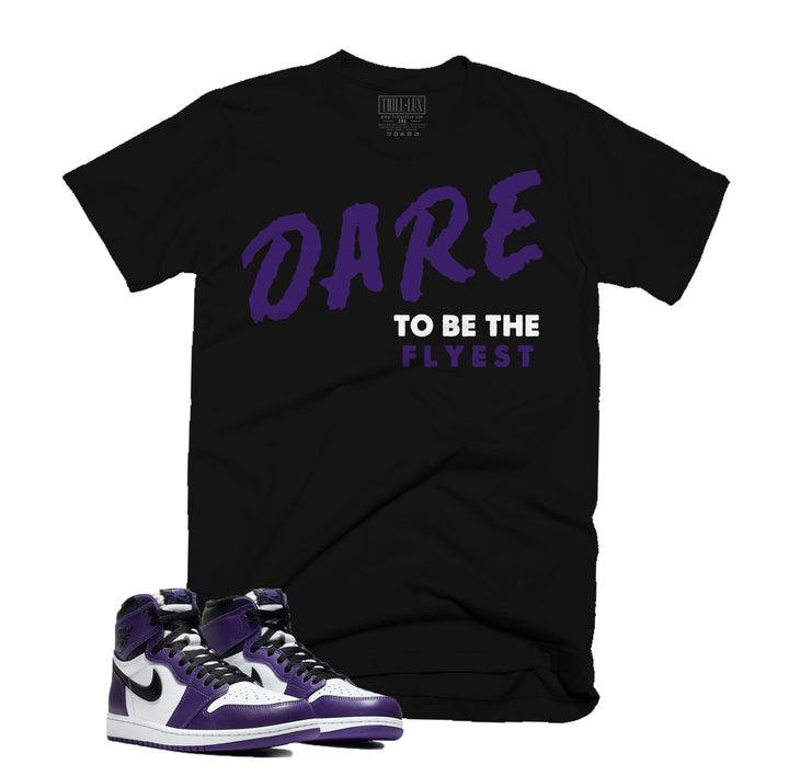 Trill & Lux  I Dare to Be Fly Tee | Retro Jordan 1 Court Purple Colorblock T-shirt
