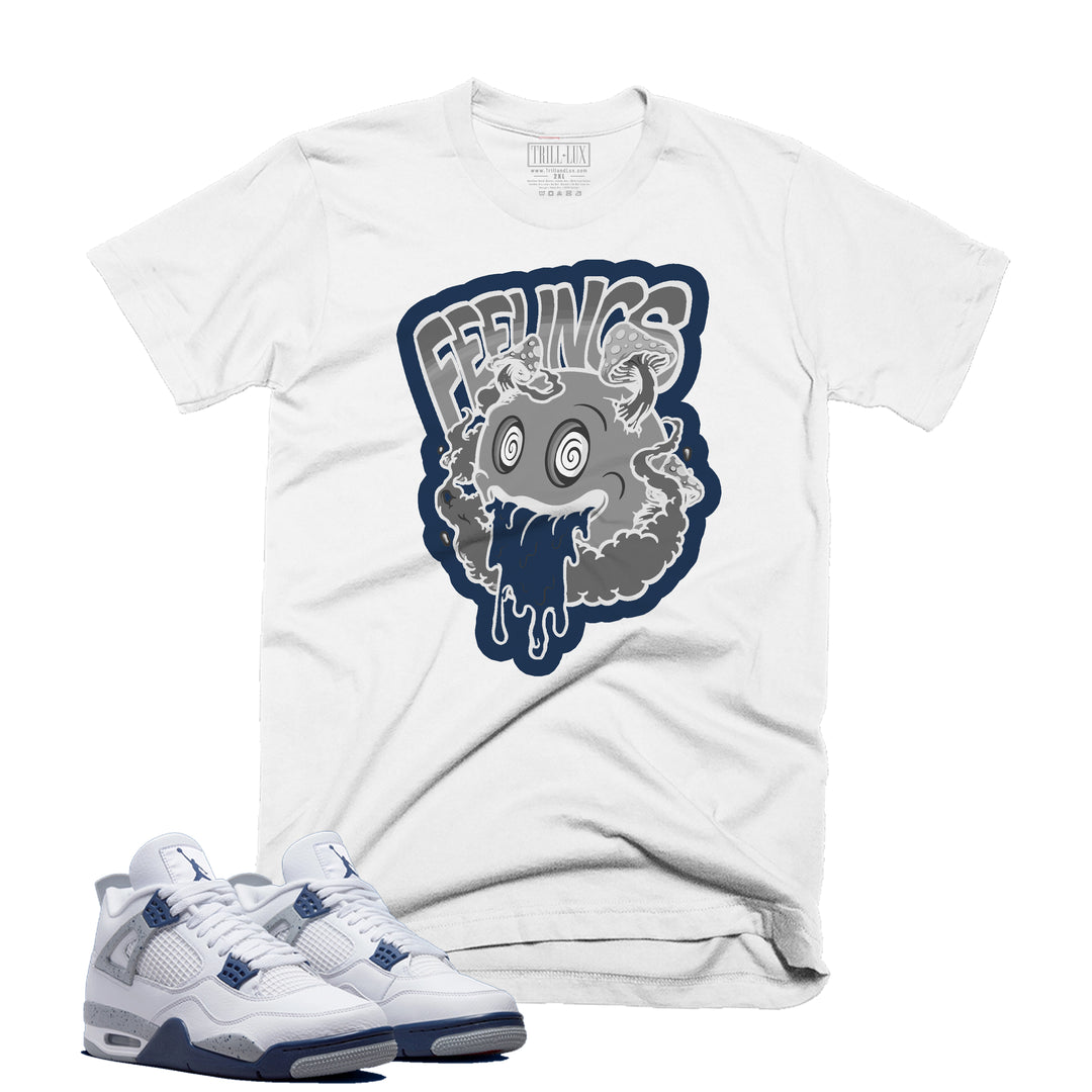 Trippy Feelings Tee | Retro Air Jordan 4 Midnight Navy Colorblock T-shirt