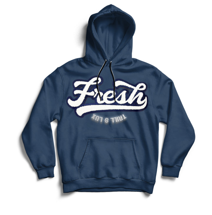 Trill & Lux Fresh Chenille Hoodie w/ Reflective Print | Navy