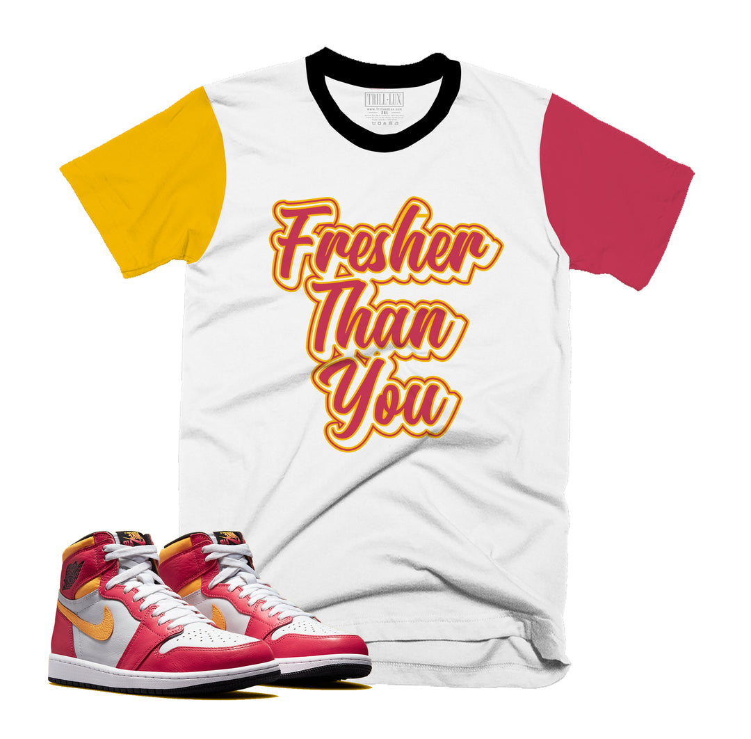 Fresher Tee | Retro Air Jordan 1 Fusion Red Colorblock T-shirt