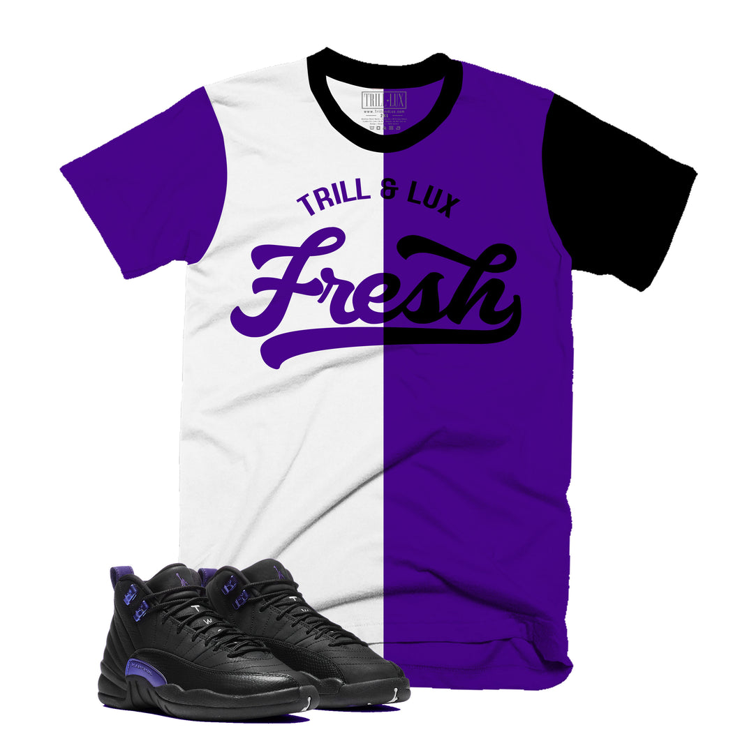 Fresh Tee | Retro Air Jordan 12 Black Concord T-shirt | Purple