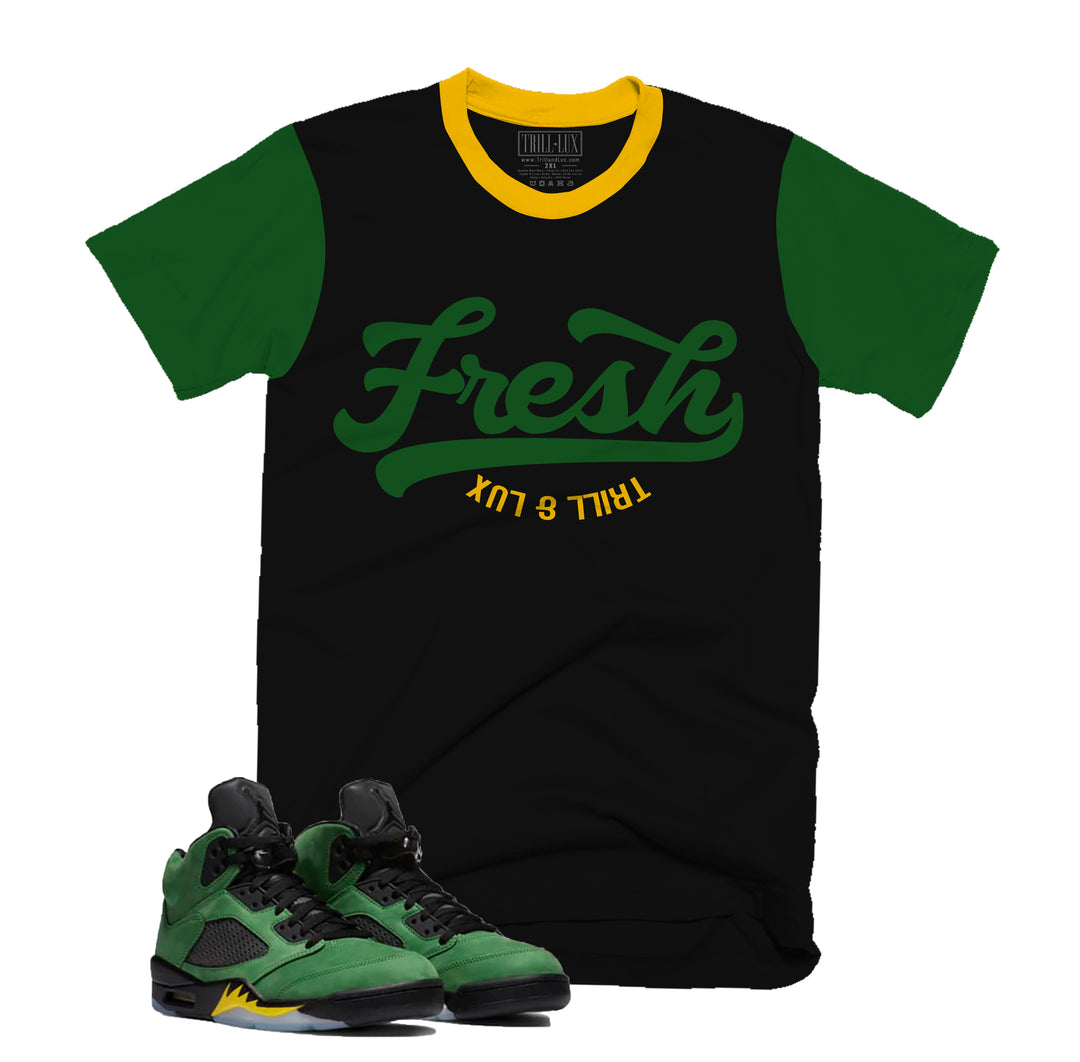 Fresh Tee | Retro Air Jordan 5 Apple Green Colorblock T-shirt