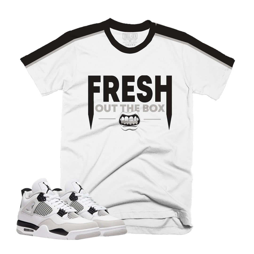 Fresh Out the Box Tee | Retro Air Jordan 4 Military Black Colorblock T-shirt