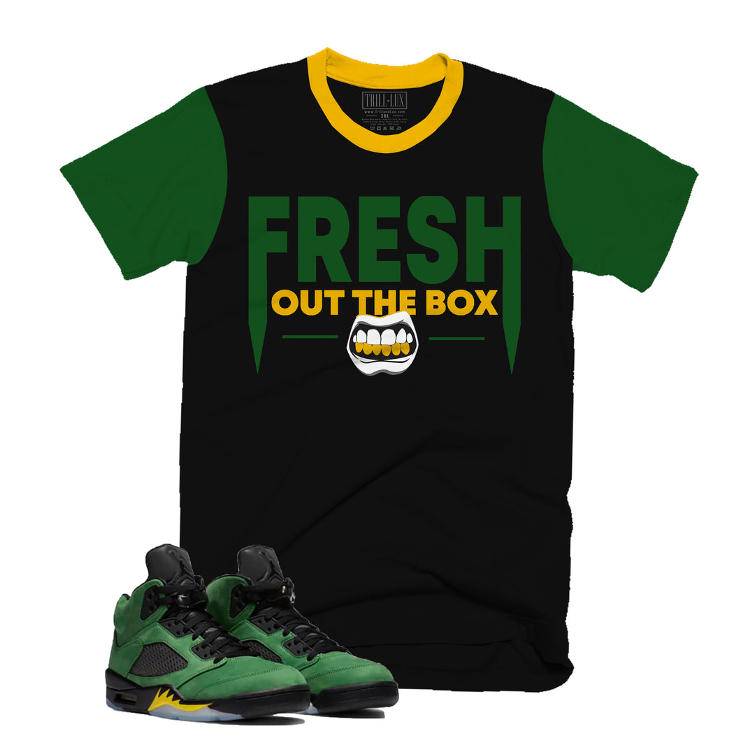 Fresh Out Tee | Retro Air Jordan 5 Apple Green Colorblock T-shirt
