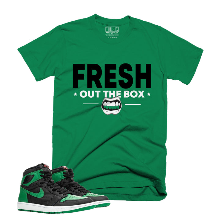 Trill & Lux  I Fresh out the box Tee | Retro Jordan 1 Pine Green Colorblock T-shirt