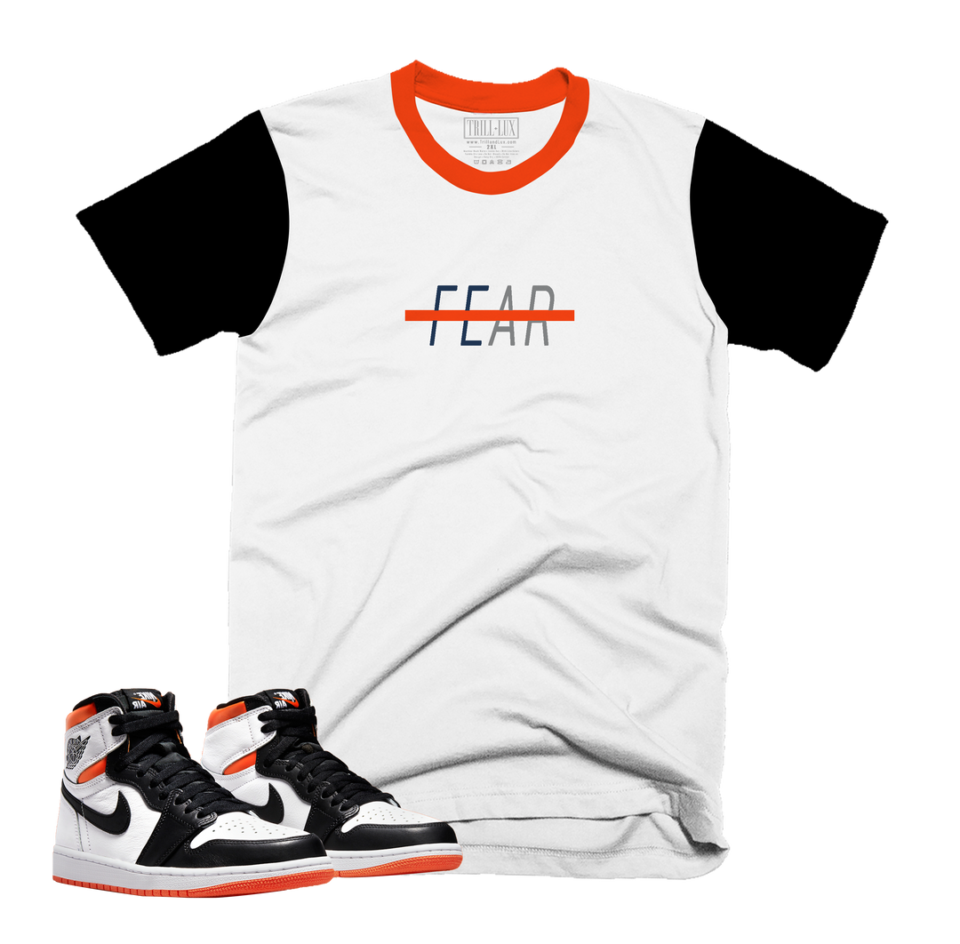 Fearless Tee | Retro Air Jordan 1 Electro Orange Colorblock T-shirt