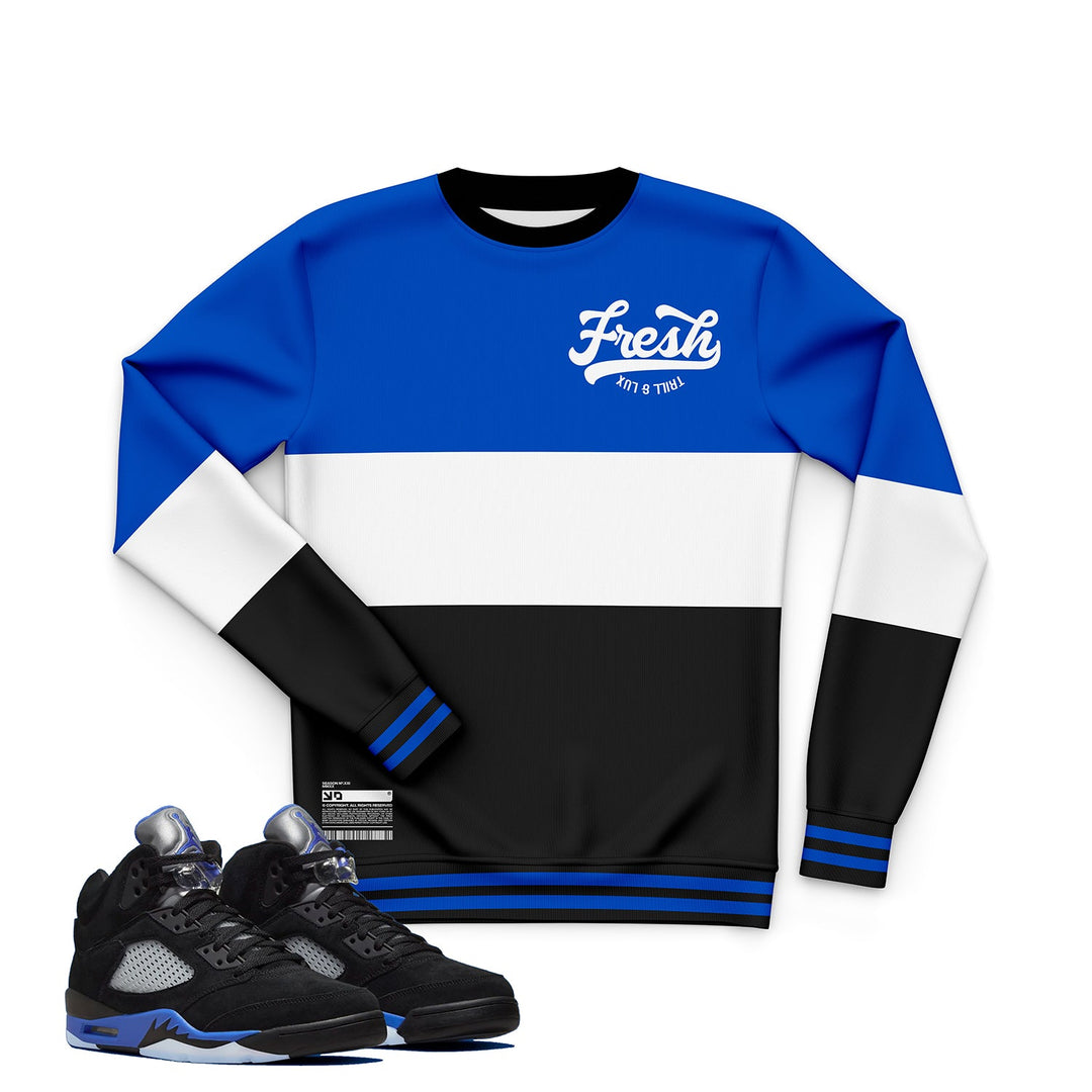 CLEARANCE - Fresh Sweatshirt | Air Jordan 5 Racer Blue Inspired Sweater