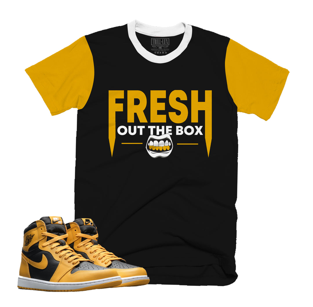 Fresh Out Tee | Retro Air Jordan 1 Pollen Colorblock T-shirt