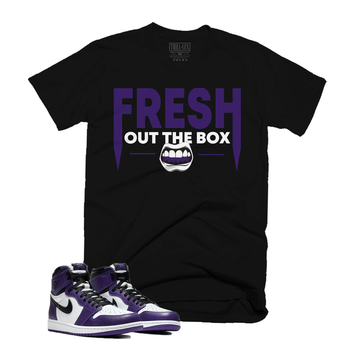 Trill & Lux  I Fresh Out The Box Tee | Retro Jordan 1 Court Purple T-shirt
