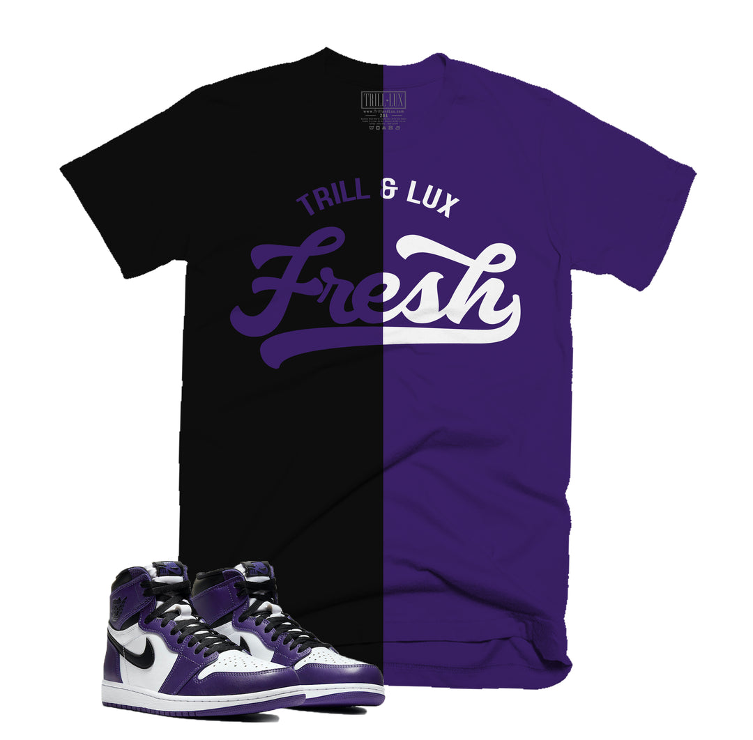 Trill & Lux fresh Split Tee | Retro Jordan 1 Court Purple  Colorblock T-shirt