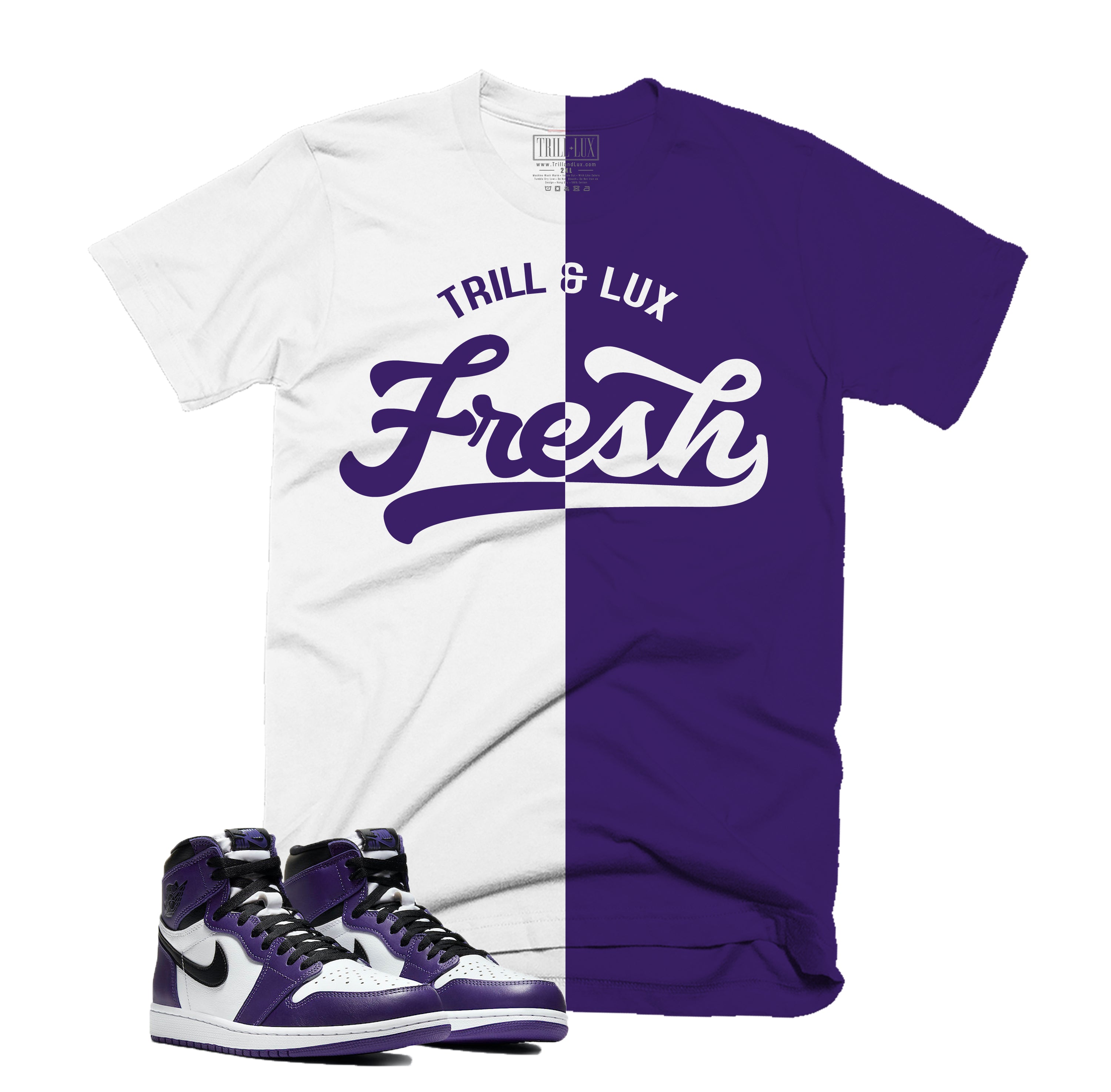 Tee shirt to match Air Jordan 13 2024 Court Purple. KNC Walk By Faith