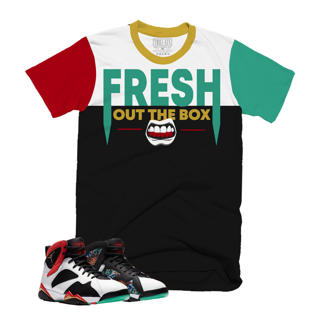 Fresh Out | Retro Air Jordan 7 Chile Red Colorblock T-shirt