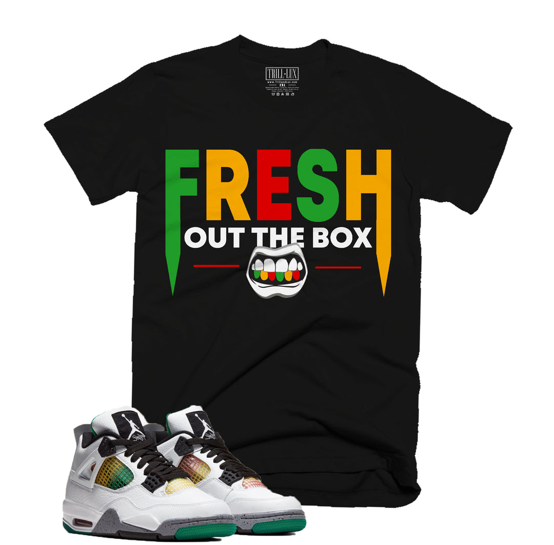 Fresh Out The Box Tee | Retro Jordan 4 | Lucid Green Rasta |  T-shirt