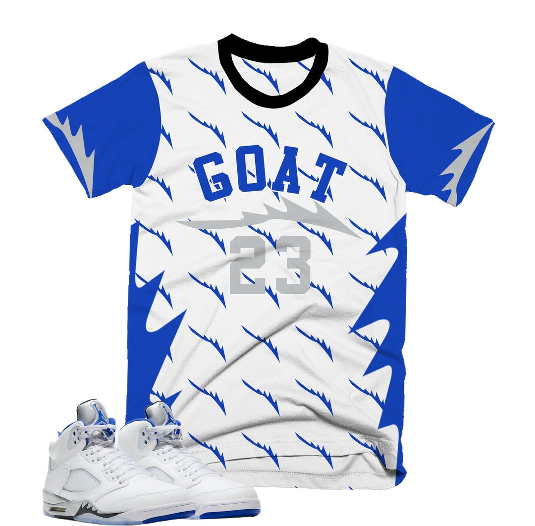 GOAT 23 Tee | Retro Air Jordan 5 Stealth Colorblock T-shirt
