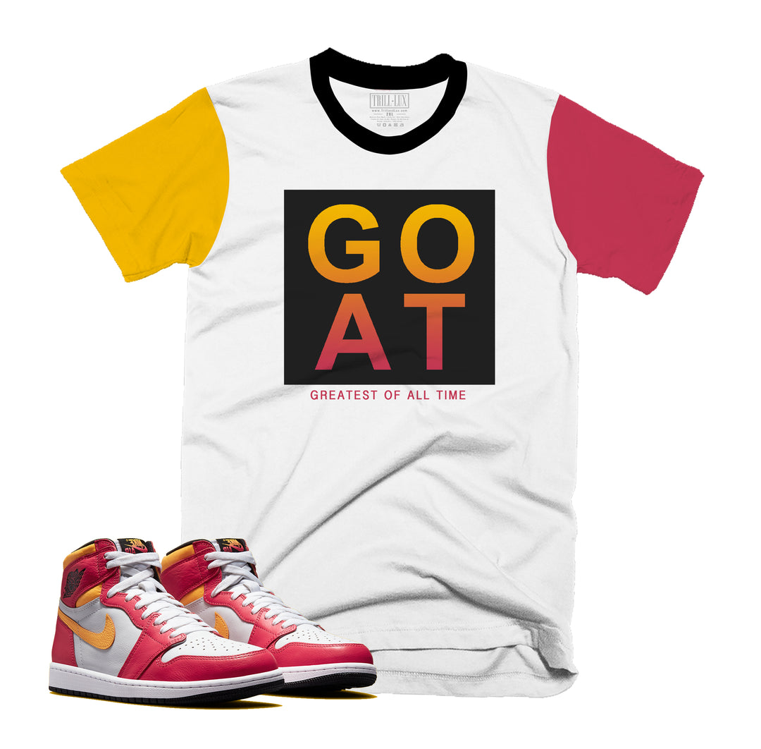 GOAT Tee | Retro Air Jordan 1 Fusion Red Colorblock T-shirt