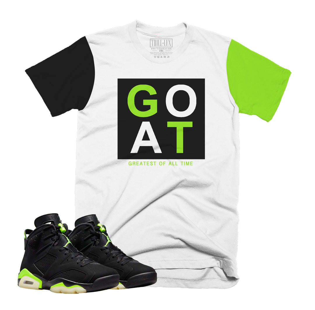 GOAT Tee | Retro Air Jordan 6 Electric Green Colorblock T-shirt