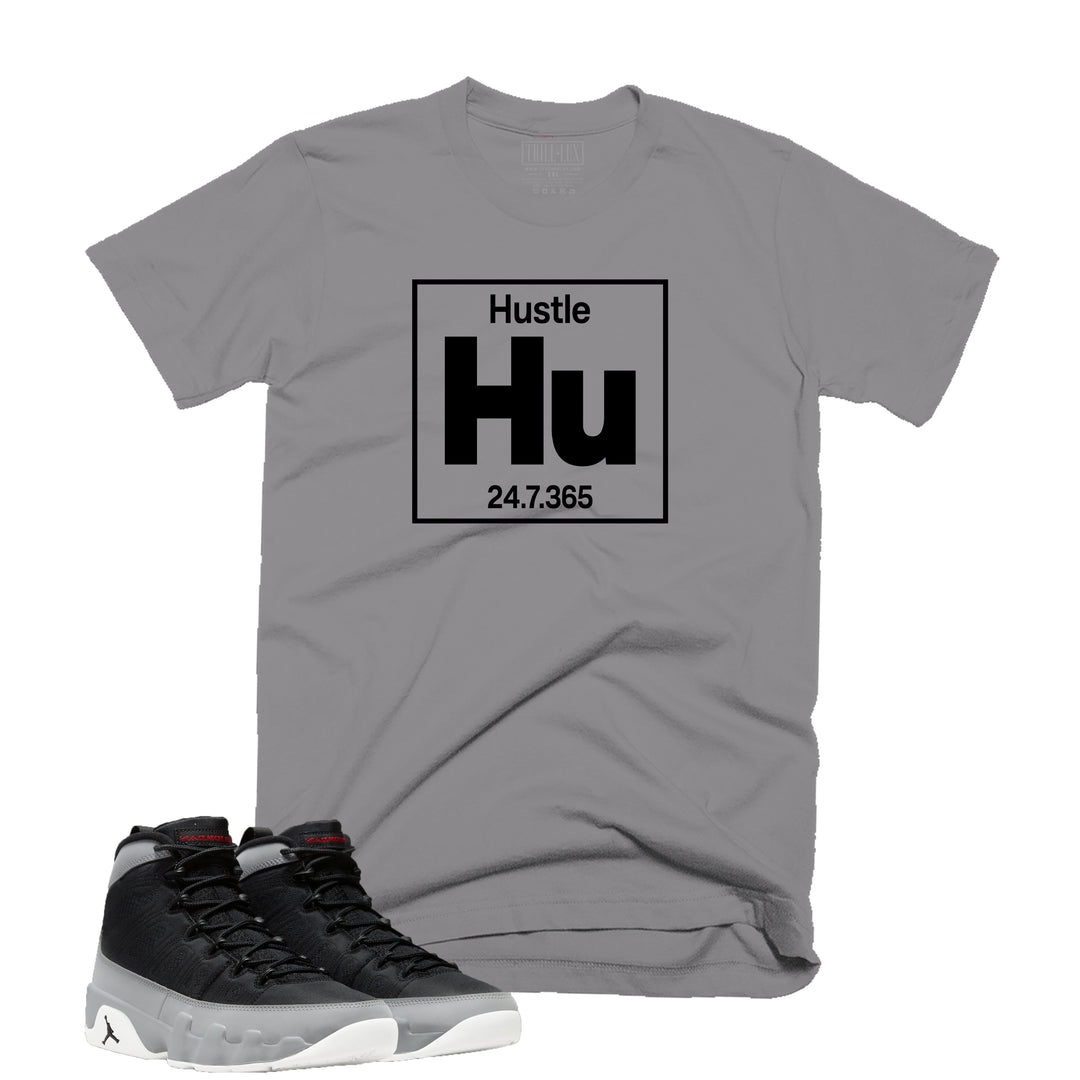 HU Tee | Retro Air Jordan 9 Black and Particle Grey T-shirt - Grey