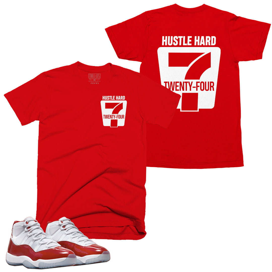 Hustle 24/7 Tee | Retro Air Jordan 11 Cherry Red T-shirt