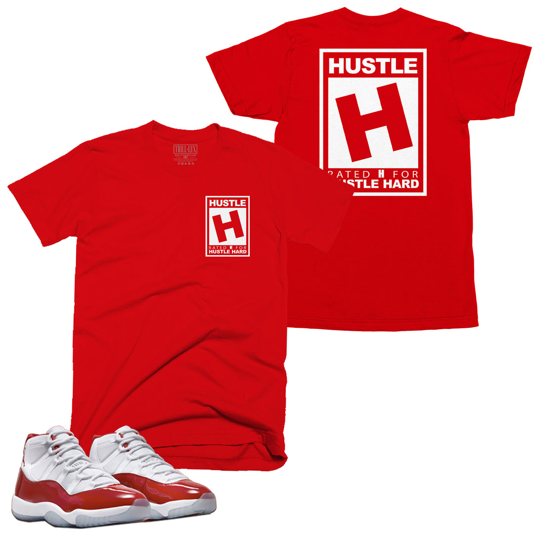 Rated Hustle Tee | Retro Air Jordan 11 Cherry Red T-shirt