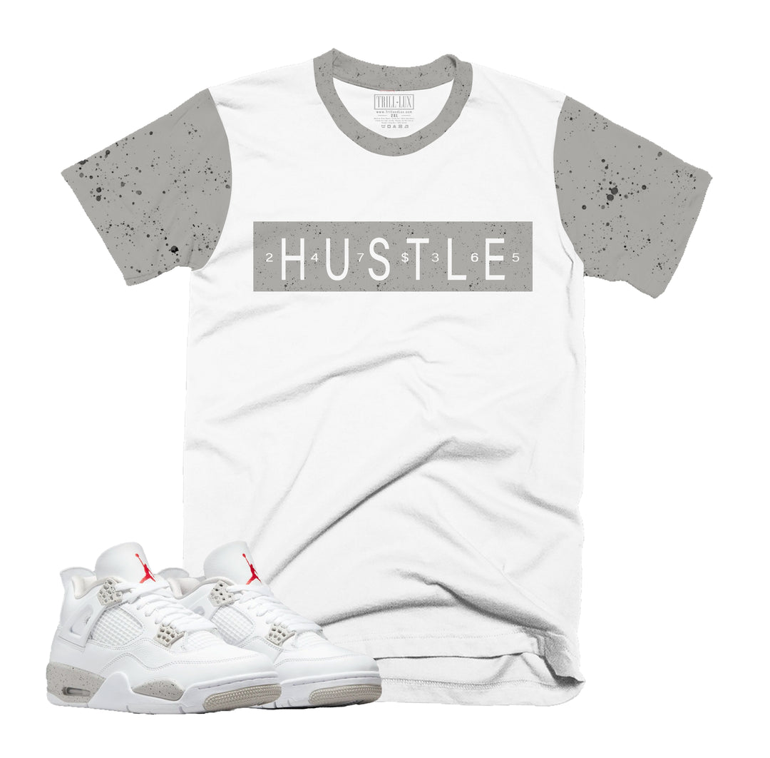 Hustle | Retro Air Jordan 4 Tech White Oreo T-shirt |