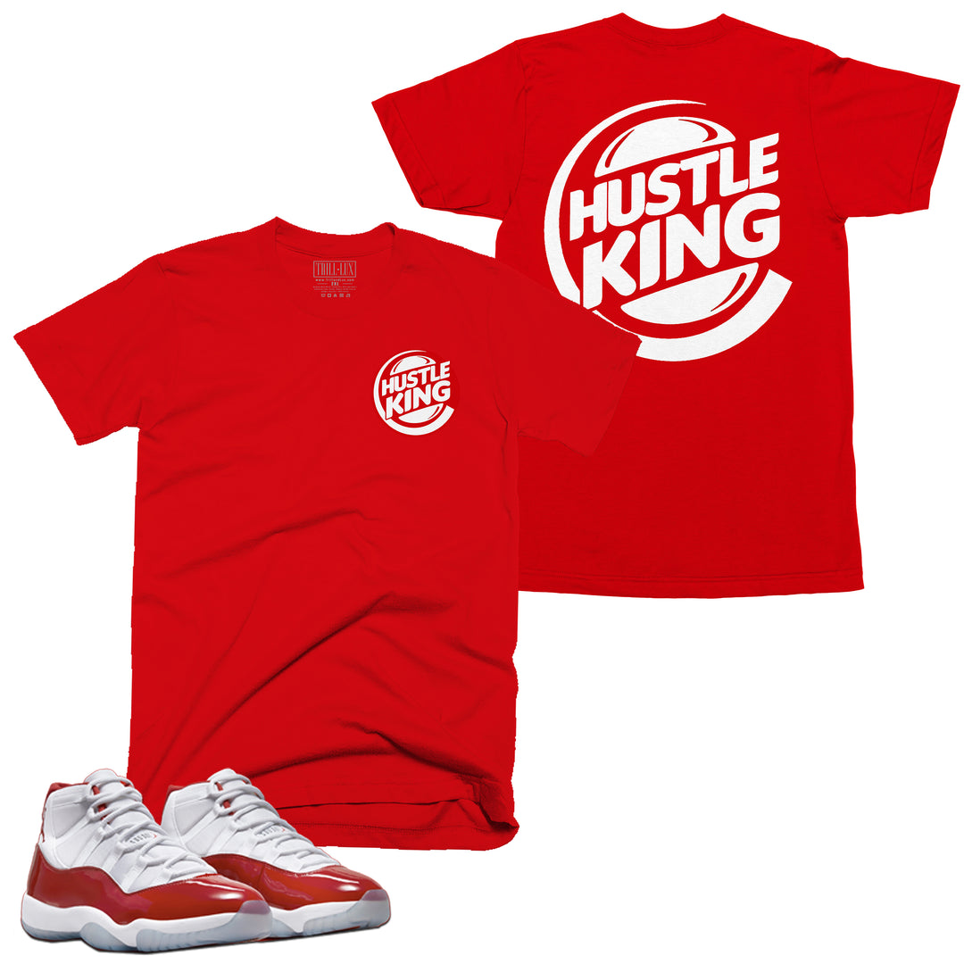 Hustle King Tee | Retro Air Jordan 11 Cherry Red T-shirt