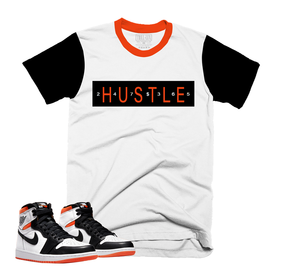 Hustle Tee | Retro Air Jordan 1 Electro Orange Colorblock T-shirt