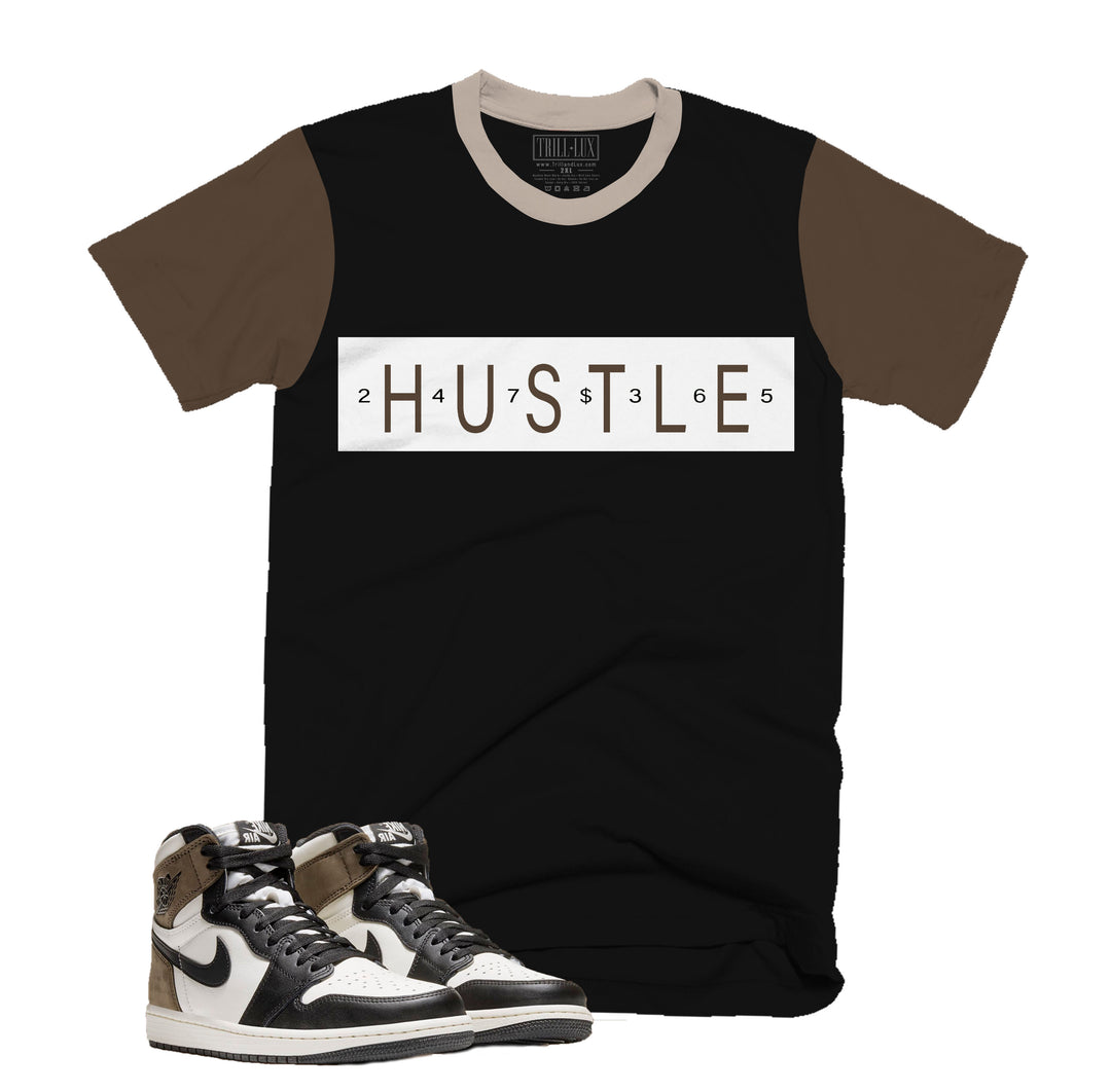 Hustle 24/7 Tee | Retro Air Jordan 1 Black Mocha Colorblock T-shirt