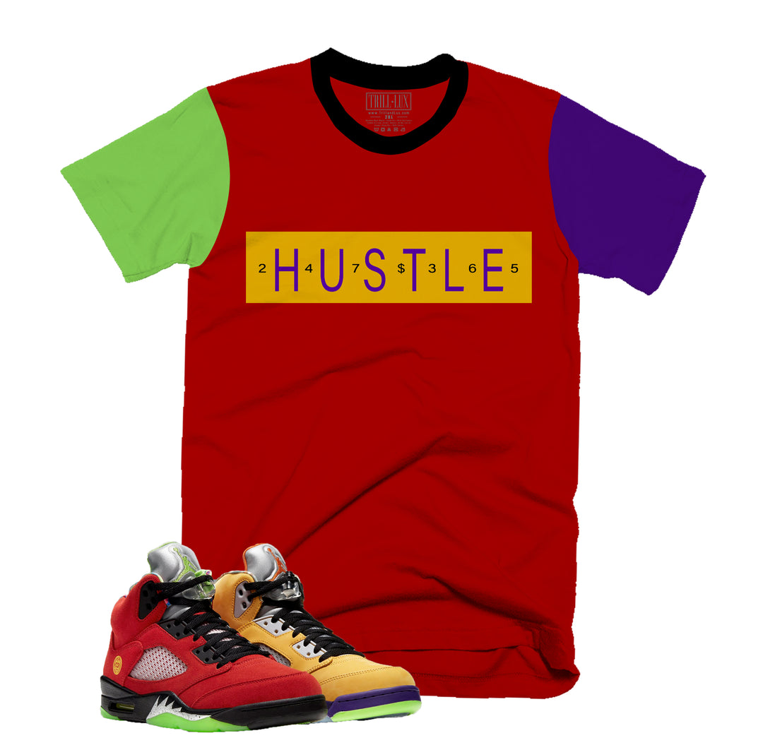 Hustle 24/7 Tee | Retro Air Jordan 5 What The Colorblock T-shirt