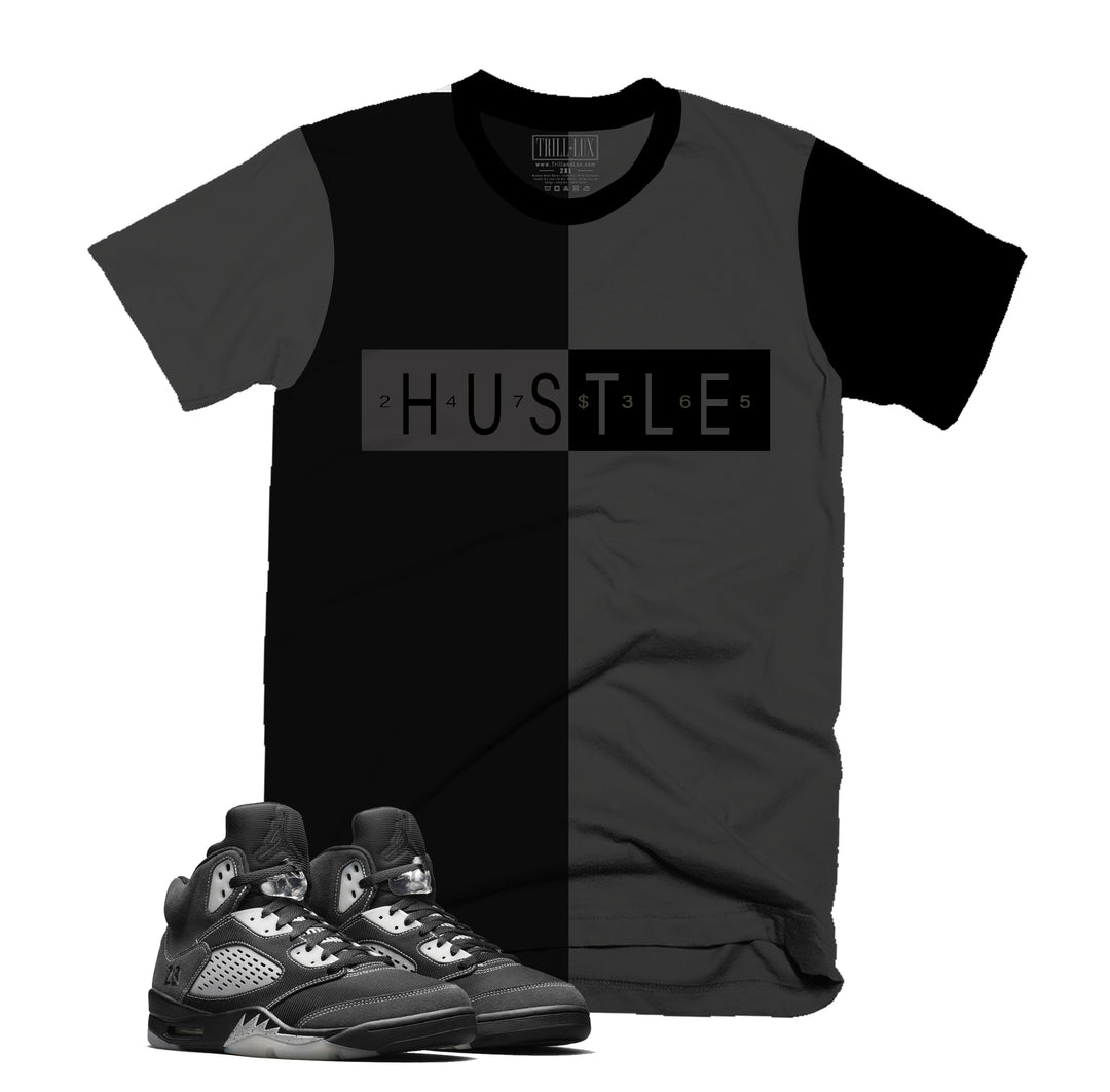 Hustle 24/7 Tee | Retro Air Jordan 5 Anthracite Colorblock T-shirt