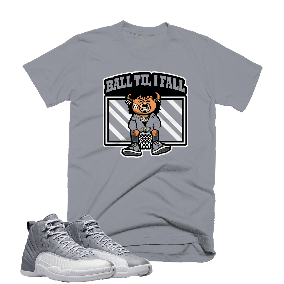 Ball til I Fall | Retro Air Jordan 12 Stealth Grey Colorblock T-Shirt